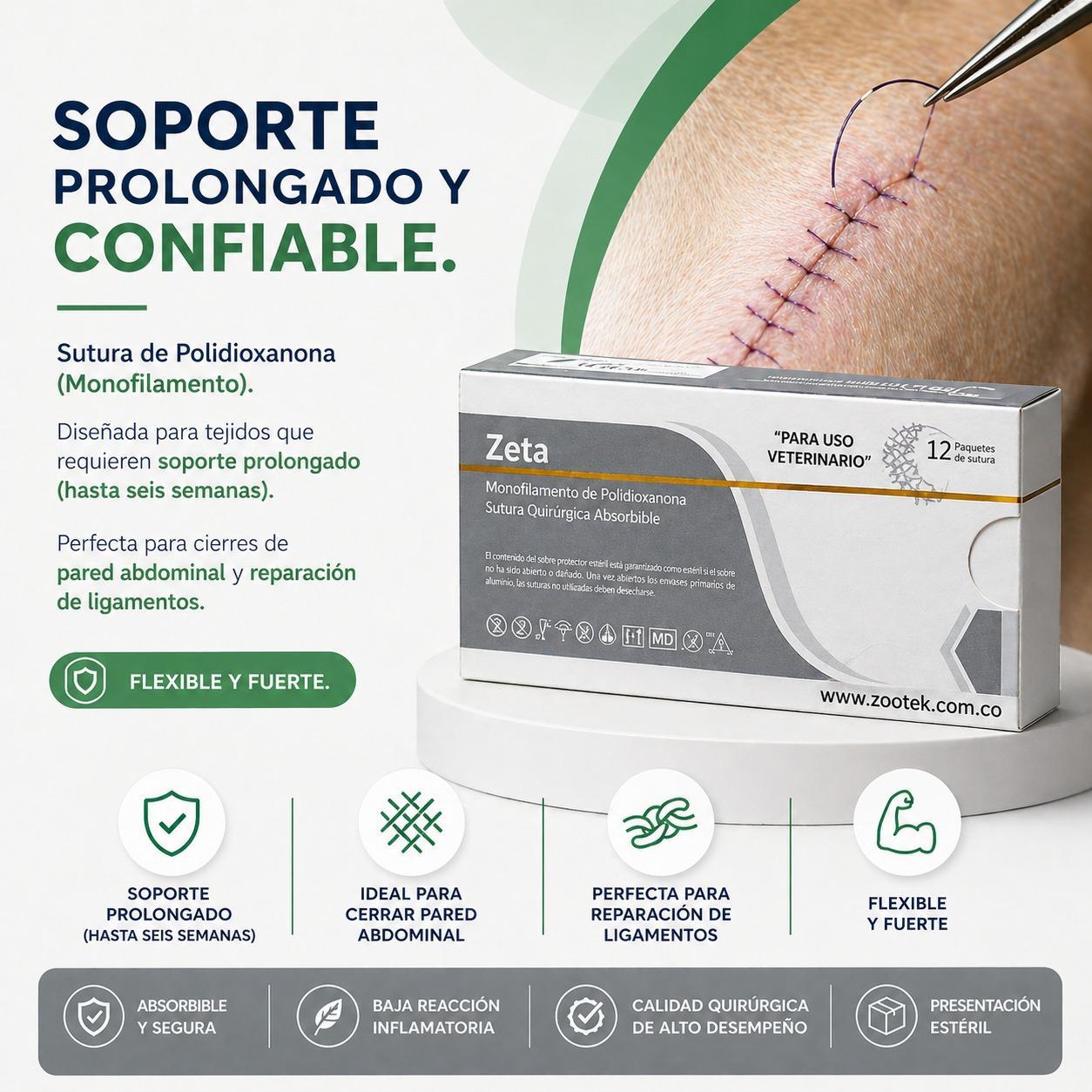 Sutura veterinaria Zelvak Polidioxanona PDO empaque